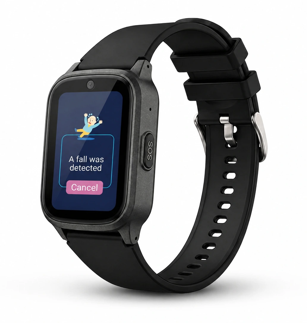 Go Anywhere Smartwatch for Seniors in Canada showing fall detection alert screen