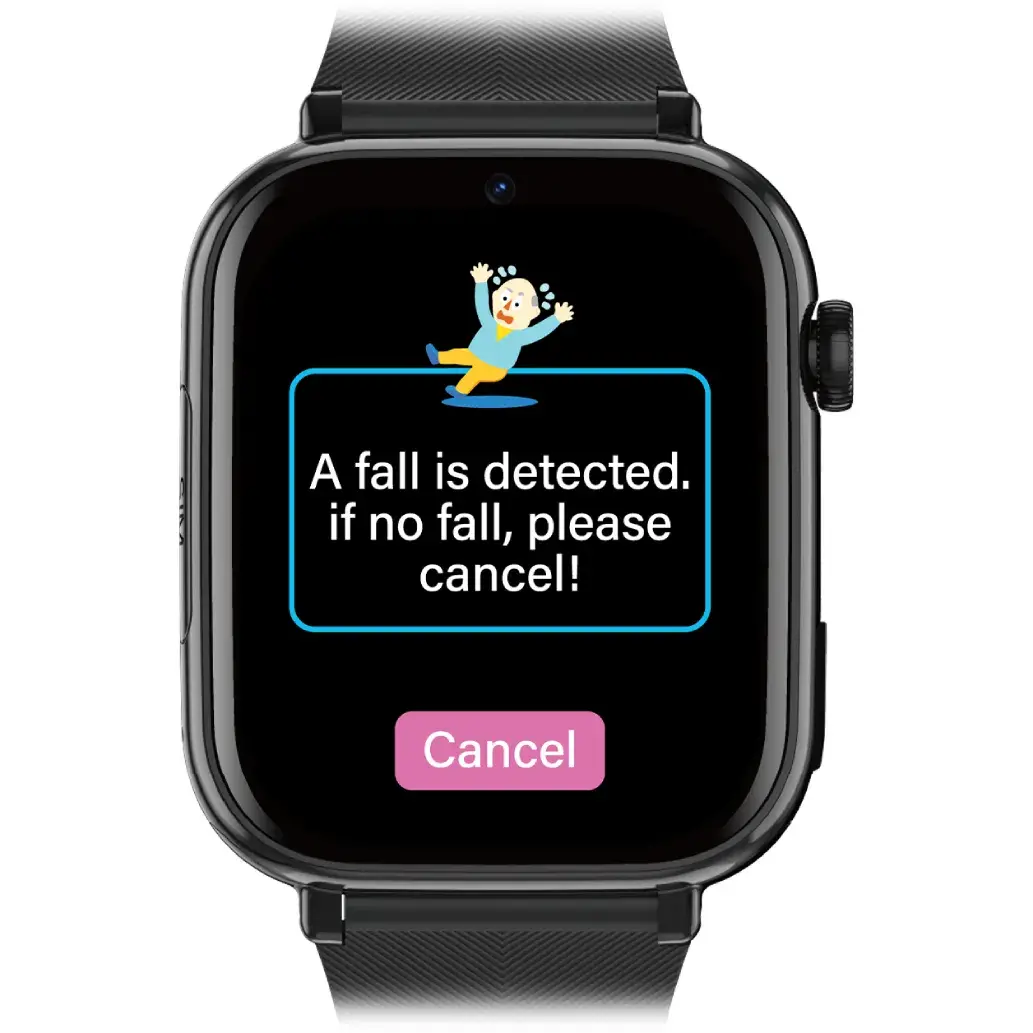 Go Anywhere Smartwatch for seniors in Canada displaying a fall detected alert screen with a cancel button